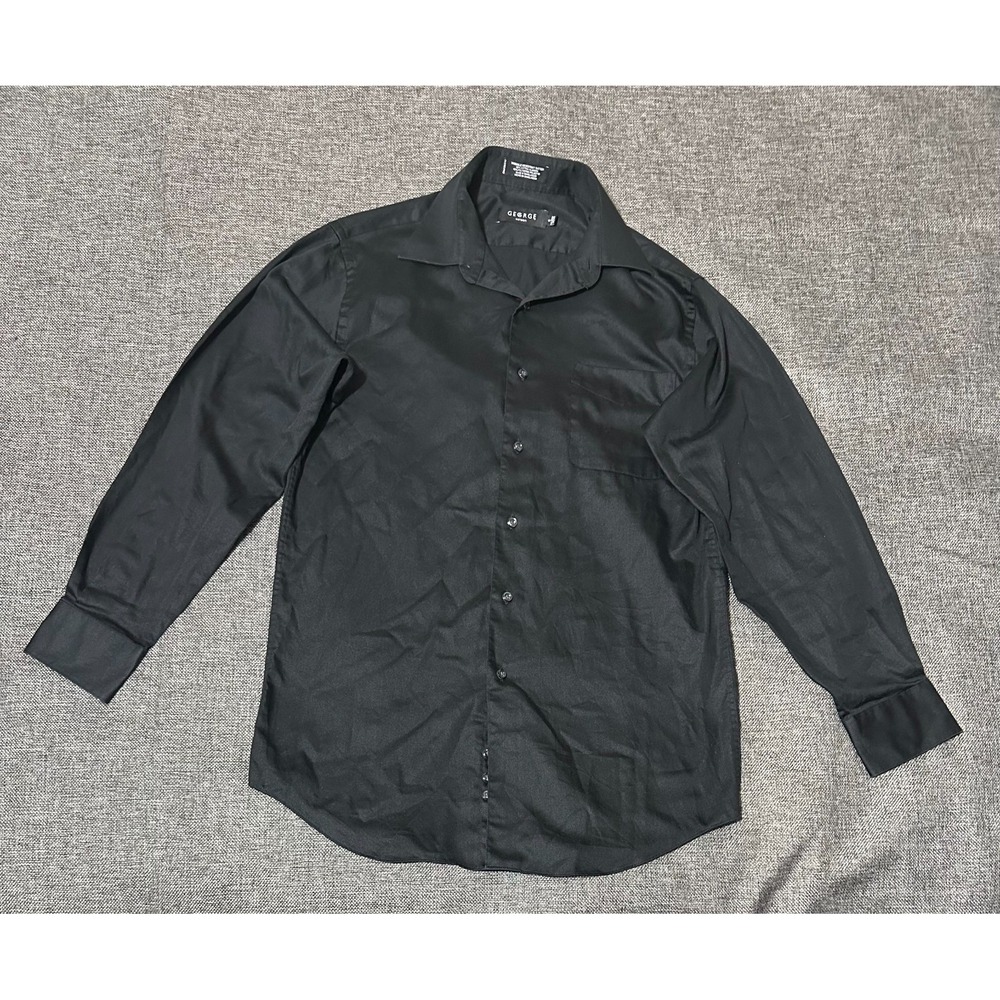 George S‎ 14-14 1/2 32/33 Black Long Sleeve Shirt